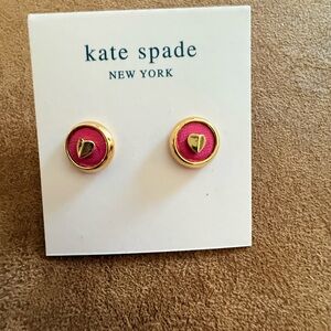 Kate Spade Heartful Pink Leather Stud Earrings
